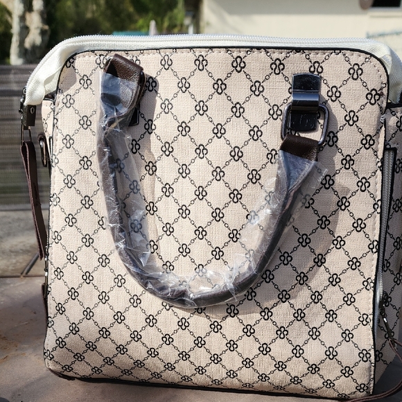 Elegant  Patterned White and Black Women's Bag Set - Picture 2 of 15